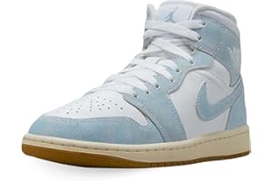NIKE Women's Air Jordan 1 Mid SE White/Worn Blue-Sail-Gum Light Brown