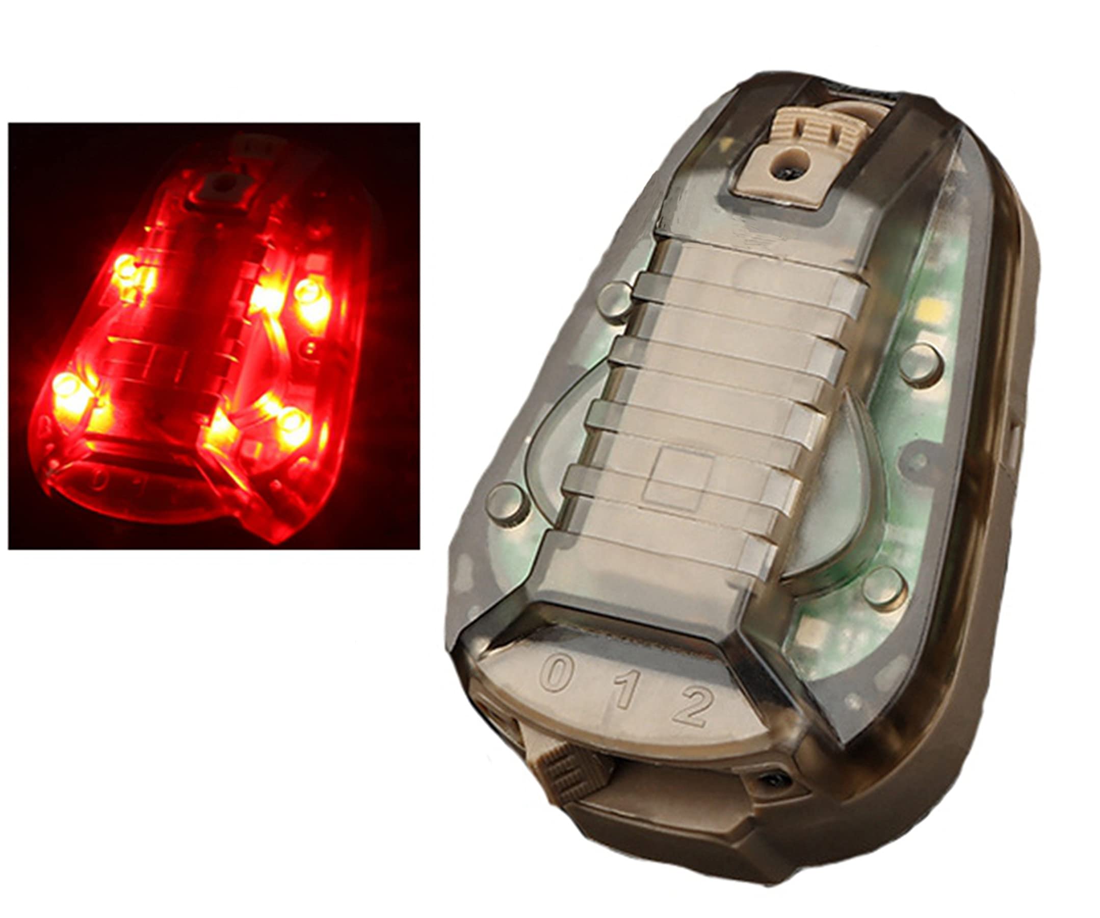 Tactical Helmet Light, Waterproof Airsoft Helmet Green Red Strobe Signal Lights Lamp (Tan (Red Light))