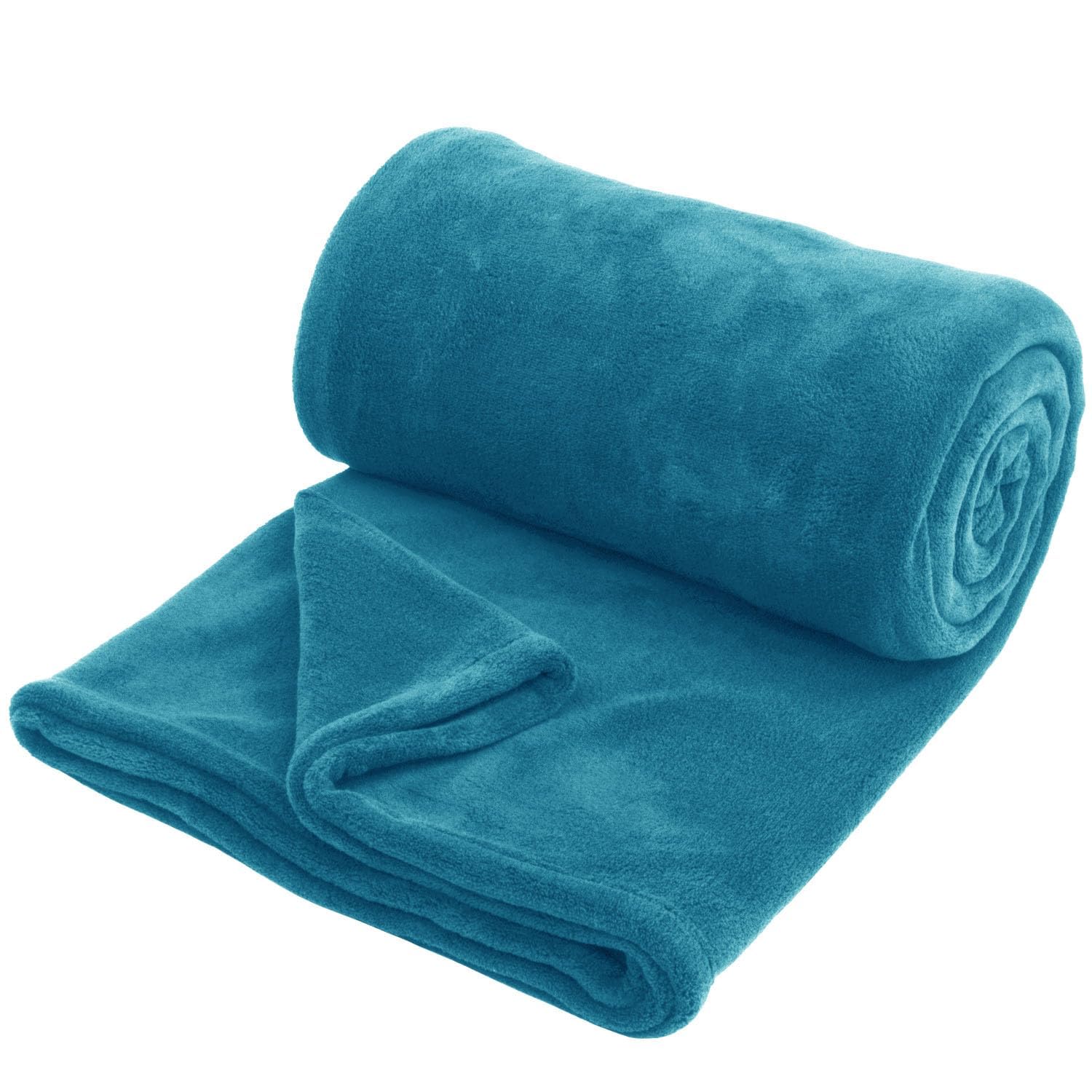 Hafaa Fleece Blanket Throw Double Fluffy Throws for Sofas - 400 GSM Soft Cosy Warm Bed Blankets for Adults Kids Twin Size, Teal, 150x200cm