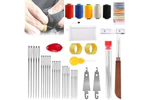 CAJECT 40PCS Big Eye Steel Needles Set with Storage Bag, All-in-One Hand Sewing Kit with Case, Steel Embroidery Needles & Threaders for Embroidery, Cross Stitch, Fabric Mending & Clothing Repair