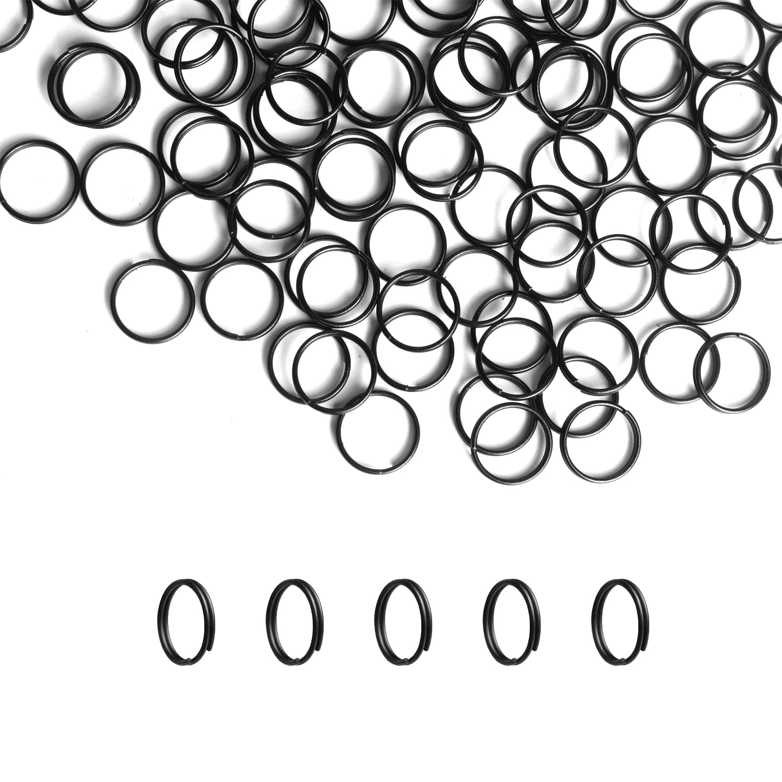 Photo 1 of 200pcs 12mm Mini Split Jump Ring with Double Loops Small Round Metal Black Key Rings Connectors for Making Handwork Charms Pendants Key Chains Ornaments DIY Crafts Accessories