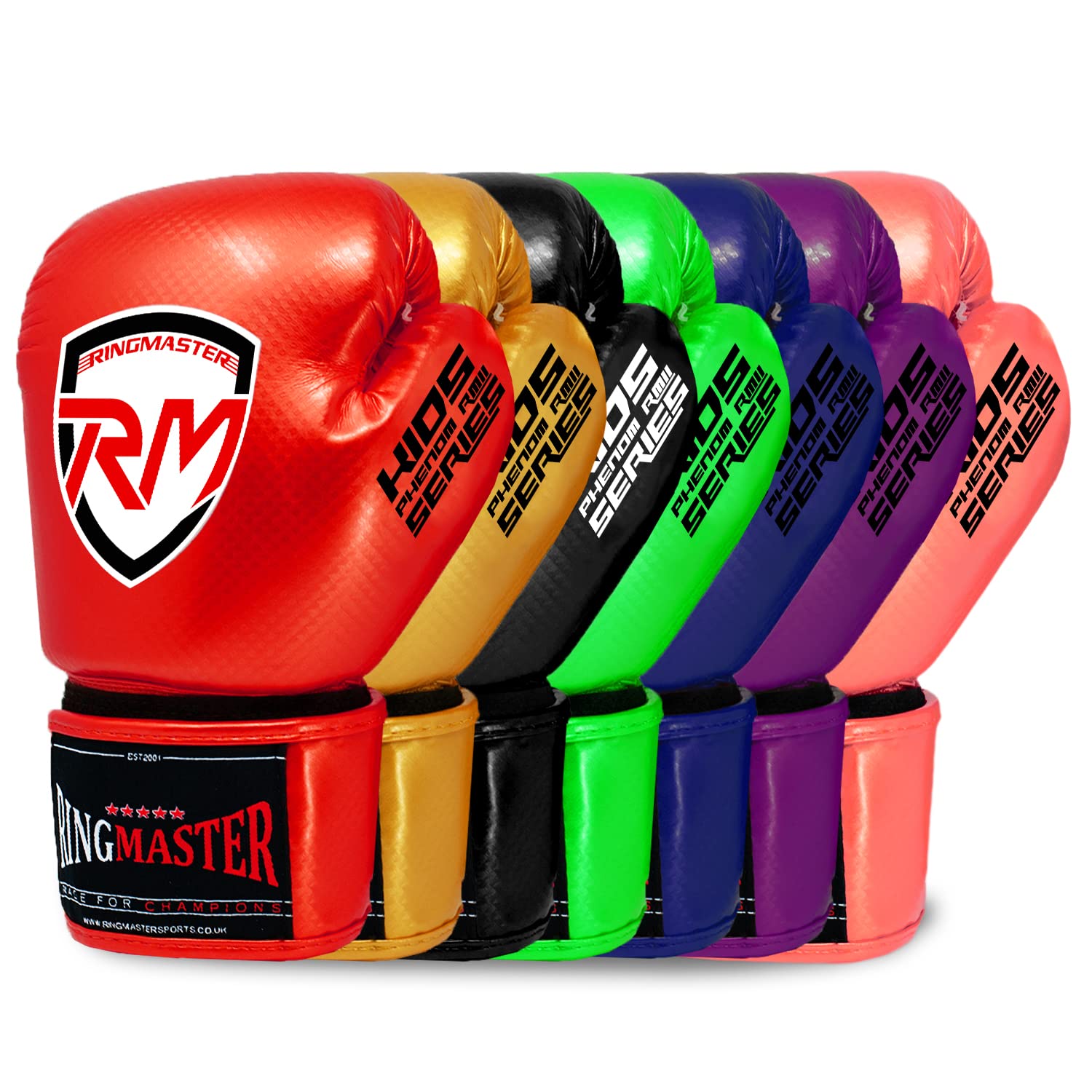 RingMaster Sports Kids Boxing Gloves Carbon Leather Training Sparring Punch Bag Mitt (Red, 4 oz)