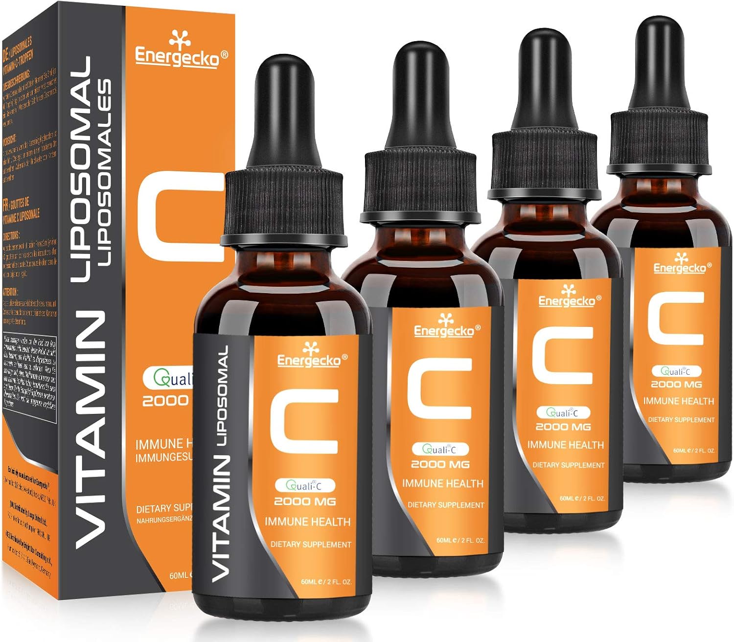 Energecko Liposomal Vitamin C 2000mg x 60ML with Quali®C Vitamin C, Highest Bioavailability