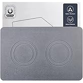 Addogyy Home Dog Cat Bowl Stone Mat–Natural Diatomite Stone Pet Bowls Mat, Pet Feeding Mat, Modern and Stylish Pet Feeding Station–Non-Slip, Quick Drying Mat,Dog Food Water Bowls Mat Deep Grey