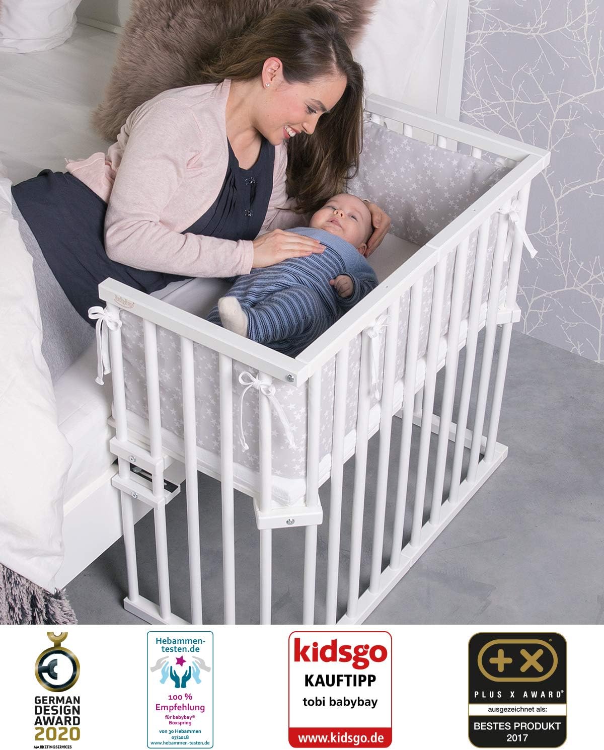 Babybay Midi Bedside Sleeper Cot Natural Varnished Multi Color One Size Amazon Co Uk Home Kitchen