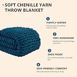 L'AGRATY Chunky Knit Throw: 60''x80'' Chenille