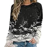 ZOCAVIA Womens Moose Forest Sweatshirts Fall Fashion Long Sleeve Crewneck Pullover Tops Vintage Deer Graphic Shirts Oversized