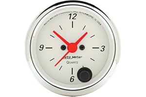 Auto Meter 1385 Arctic White 2-1/16" 12 Volt Short Sweep Electric Quartz Movement Clock with Second Hand