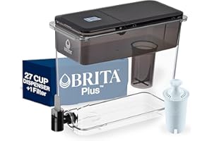 Brita UltraMax Large Water Dispenser with 1 BritaPlus Filter, 27 Cup Capacity, Black (Package May Vary)