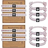 DAECHAO 12 Set Baseball Bracelets Bulk Baseball Gifts for Team, Adjustable Bead Ball Team Gifts Charm Bracelets with Inspirational Card, Suitable for Team Ball Lovers Players Sport Party Favor