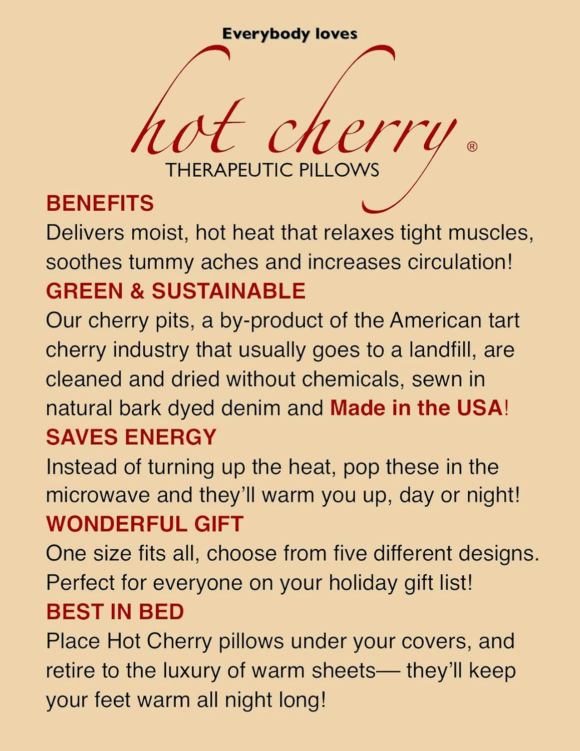 Hot Cherry Pit Pillow Square - Red Denim, Natural-Dyed (Minimal Package/Twine) Natural Moist Heat or Cold Therapy for Muscle Pain, Tension Relief, Headaches, Arthritis, Aromatherapy - Microwavable: Health & Personal Care