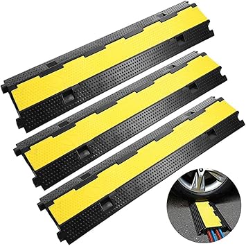 Nobljx 3 Pack Floor Cord Covers 2 Channel Rubber Cable Ramp