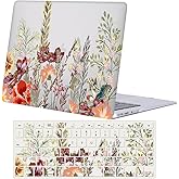 Case Compatible with MacBook Pro 15 inch 2019 2018 2017 2016 Release A1990 A1707 with Touch Bar, Plastic Hard Shell Laptop Case Cover & Keyboard Protector - Flower