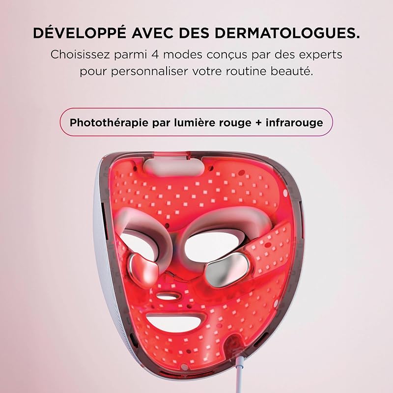 CryoGlow Masque LED Rouge et Bleue, Luminothérapie Infrarouge, Bleu