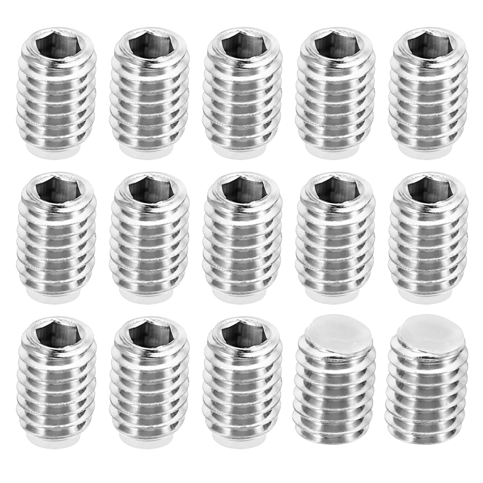 PATIKIL M6x8mm Nylon Tip Grub Screw, 15 Pack Metric Hex Socket Head Cup Point Anti Slip Set Screws Internal Hex Drive Hardware, 304 Stainless Steel