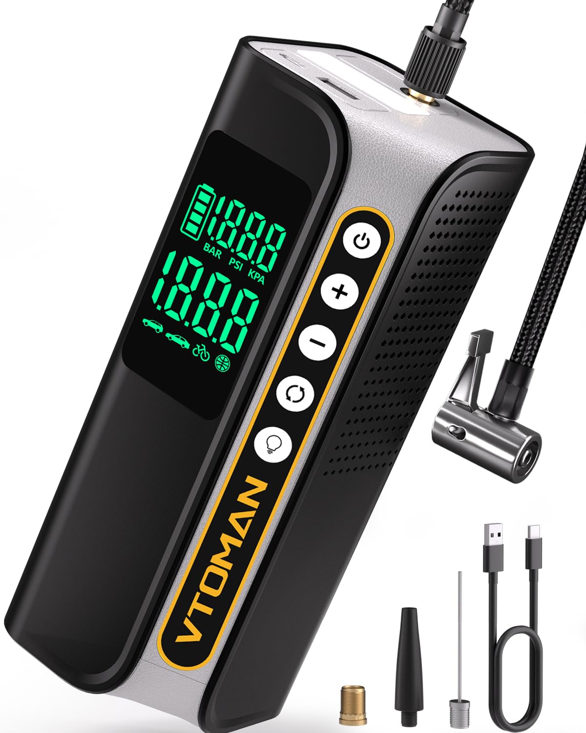 Photo 1 of VTOMAN X6 Pro Tire Inflator Portable Air Compressor Cordless,160PSI Auto Air Pump for Car Tires with Smart Digital Pressure Gauge & LED Light, for SUV, Car, Motorcycle, E-Bike, Bicycles,Ball