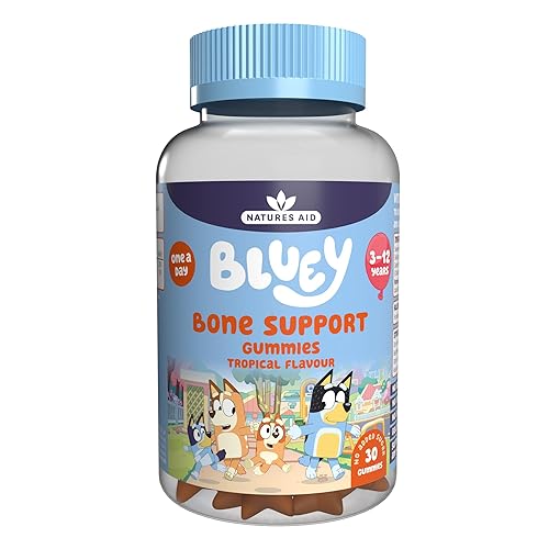 Bluey Kids Bone Support Gummies - Vitamin D3 & K2 to Support Growing Bodies and Bone Growth - Tropical, No Added Sugar, Vegan, Gluten Free - 30 Gummys for Children Ages 3-12