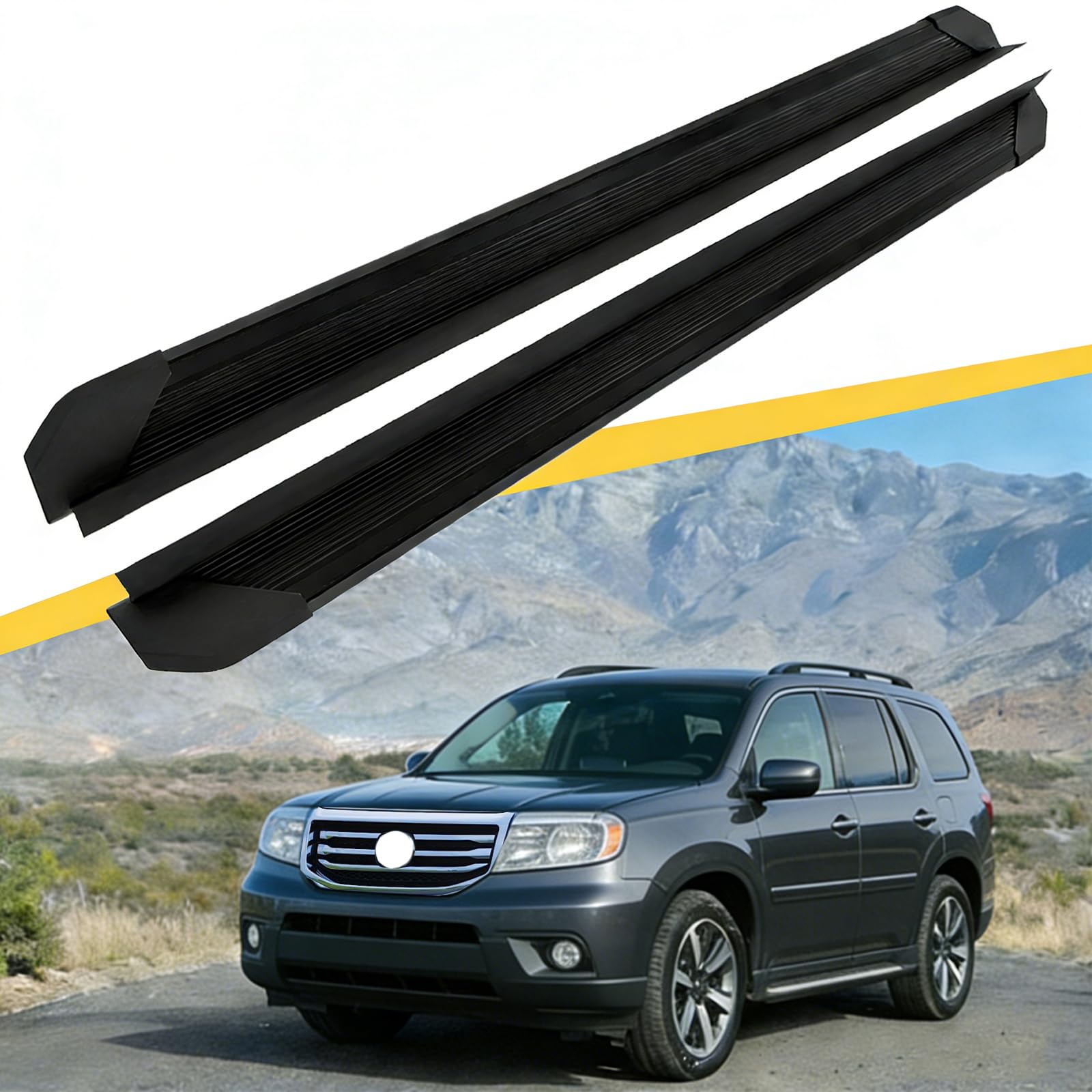 Photo 1 of Running Boards Side Steps Compatible for 2009-2015 Honda Pilot SUV Side Rails Nerf Bars Made with Aluminum, 2 PCS Right and Left Removable Step Bars with Brackets