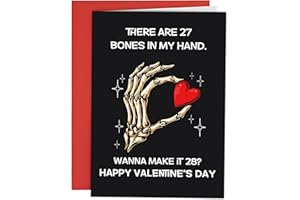 Faythory Funny Valentineβs Day Card for Couples β Skeleton Hand Heart Joke Card, Dark Humor Love Card for Boyfriend or Girlfr