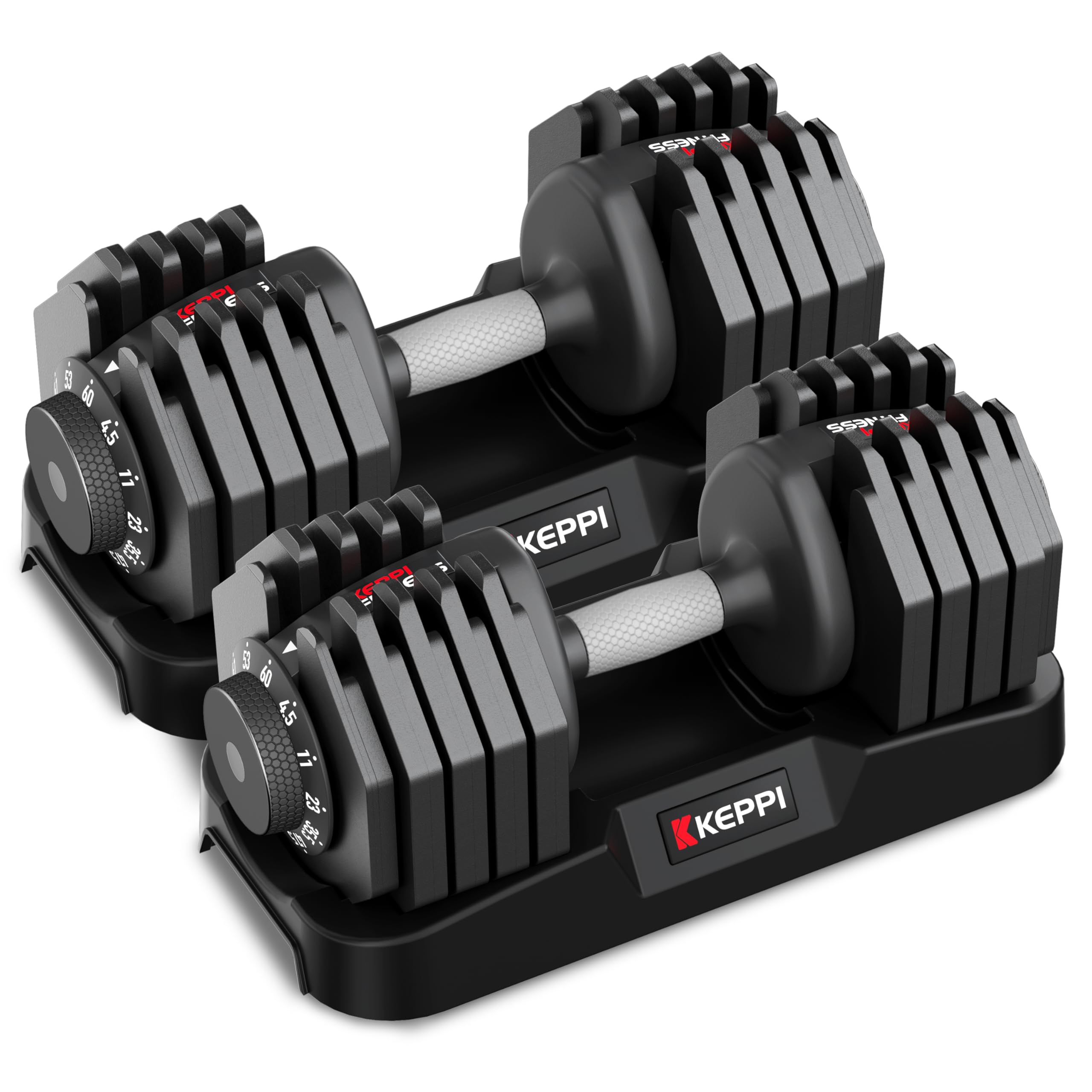 Photo 1 of Keppi Adjustable Dumbbells Set-60lb Pair, Anti-Slip Metal Fast Adjust Weight Handle, Exercise & Fitness for Full Body Workout -DBA60(Pair)
