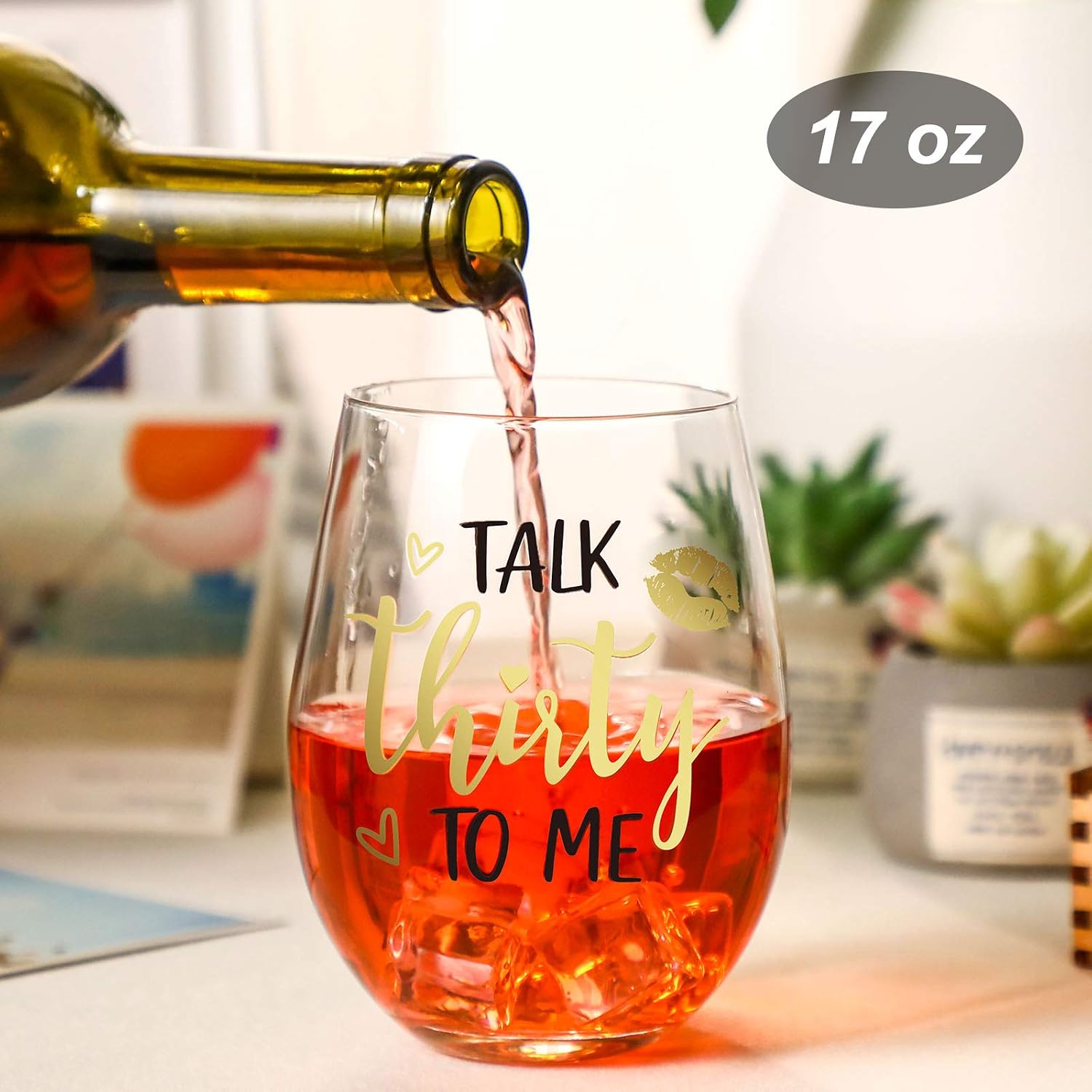 Talk Thirty To Me Wine Glass 30th Birthday Stemless Wine Glass Black Stemless Glass Cups Dirty 30 Birthday Present for Women Men Friends Thirty Birthday Present Wedding Anniversary Party Favors - Image 3