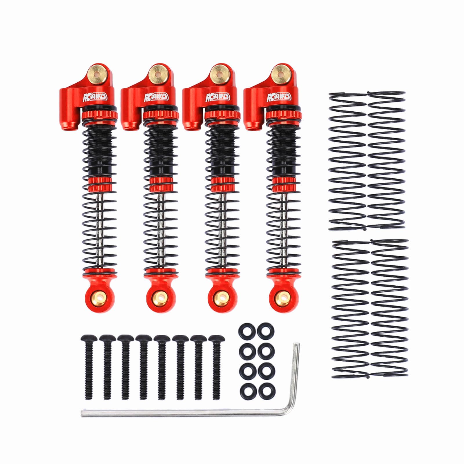 RCAWD Alloy SCX24 Shocks 58mm Lengthen Oil Type for Axial 1/24 SCX24 Upgrades Parts 4pcs/set (Red)