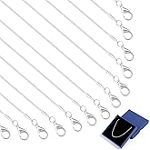Topacket 24 Pack Necklace Chains Bulk,Silver Plated Snake Necklace Chains for Jewelry Making 16 Inches