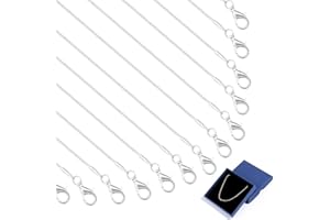 Topacket 24 Pack Necklace Chains Bulk,Silver Plated Snake Necklace Chains for Jewelry Making 16 Inches