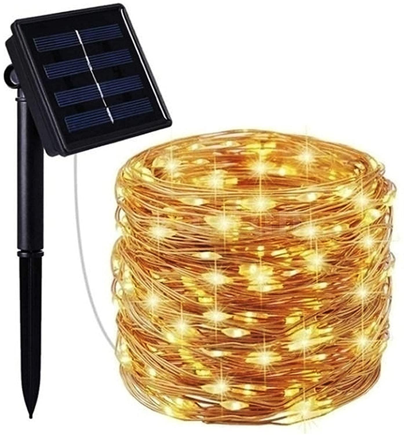 mafiti LED Solar Copper Wire Fairy Lights Solar Fairy Lights 12 m 120 LED Copper Wire Lamp String, Waterproof Solar Outdoor Star Fairy Lights Lighting with 8 Modes for Garden Yard Party