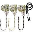 Topbuti 3 Pack Pull Chain Switch Ceiling Fan Switch Zing Ear ZE-109 Two-Wire Light Switch, Pull Chain Switch Control Replacement On-Off with Pull Chain for Ceiling Fan Wall Light Lamps