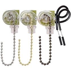 Topbuti 3 Pack Pull Chain Switch Ceiling Fan Switch