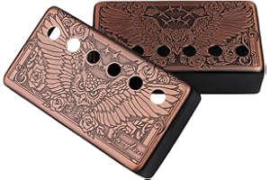 Guyker Humbucker Pickup Cover (1Pcs 50mm and 1Pcs 52mm Pole Spacing) – Cupronickel Bridge and Neck Pickups Frame Set Replacement Parts for Les Paul LP Style Electric Guitar, Eagle Style, PC005 Bronze