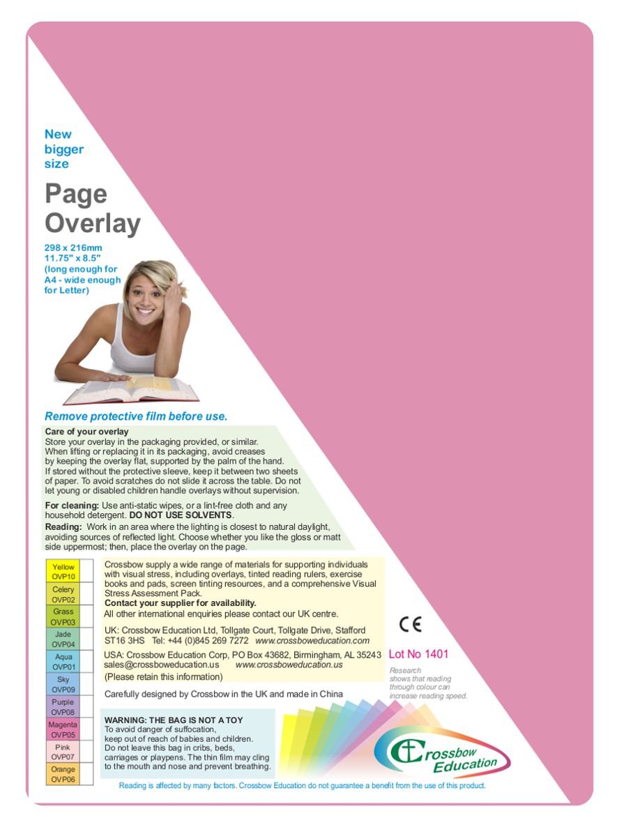 Crossbow Education Page Overlay - Magenta (Pack of 5)