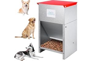 COZOFU Dog Feeder - Galvanized Metal Pet Food Station for Indoor & Outdoor Use - Automatic Gravity-Fed Dispenser Suitable for Small, Medium, and Large Dog Breeds - Capacity: 25 Pounds of Dry Kibble