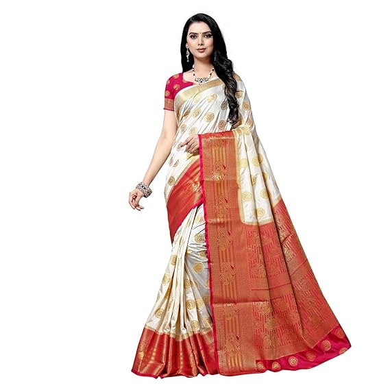 Women's Kanchipuram Silk Saree With Blouse Piece