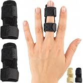 Vive Finger Splint (2 Pack) - Universal Finger Straightener - Broken | Trigger Finger Splints - Brace for Arthritis Pain and Support - Sprain Relief for Middle, Index, Ring, Pinky Fingers (Black)