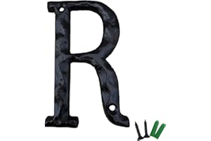 YICC 5 Inch High House Letters, Solid Cast Iron Home Address Letters, Perfect Matching Our 5.5 Inch House Numbers, Black Finished (Letter R)