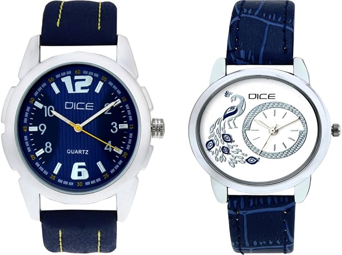 Quartz Movement Analogue Multicolor Dial Couple Watches Combo of 2