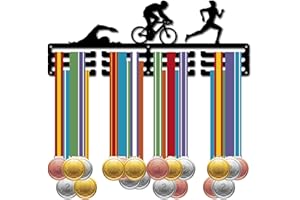CREATCABIN Triathlon Medal Hanger Display Sports Medal Holder Iron Swim Bike Run Competition Wall Hanging Rack Frame Hook Display for Runner Swimmer Athlete Gift Over 60+ Medals 15.7 x 5.9 Inch