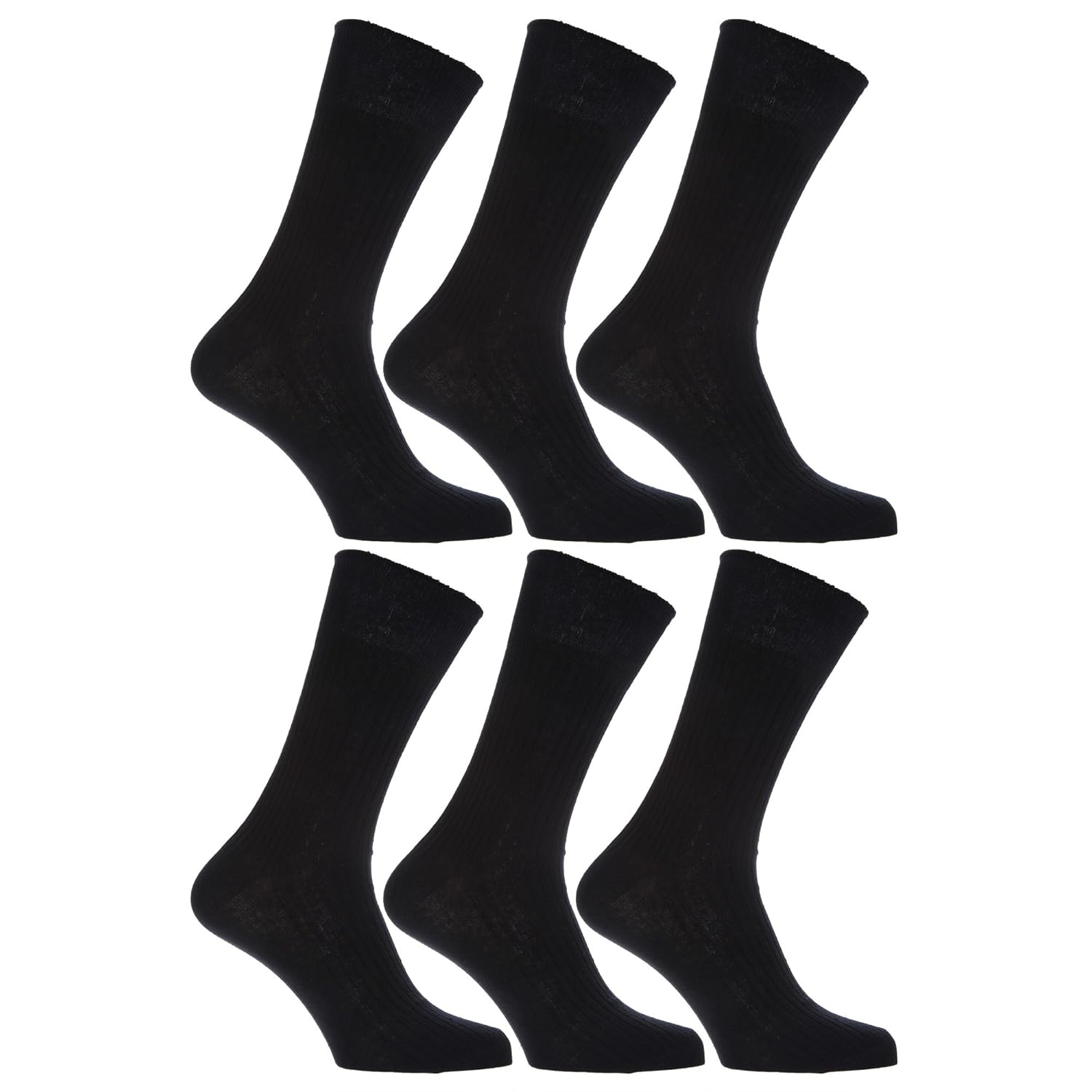 Mens 100 Cotton Non Elastic Top Gentle Grip Socks (Pack Of 6) (US Shoe