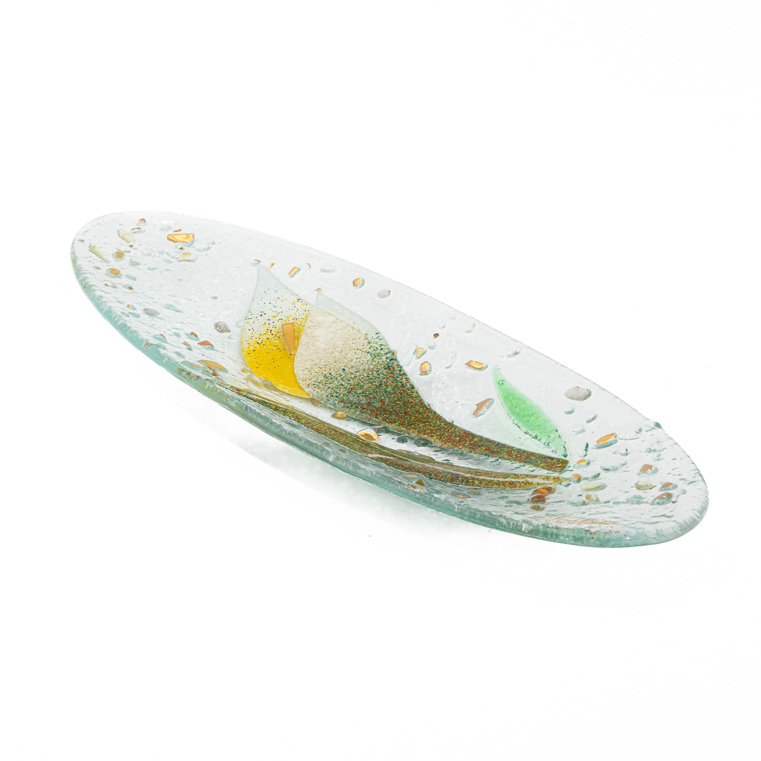 Sospiri Venezia Tidy Tray Ornament Plate Decor Floral Murano Glass Centerpiece Home Furnishing Decor Gift Handmade Made in Italy (Calla cm28x11 Oval)