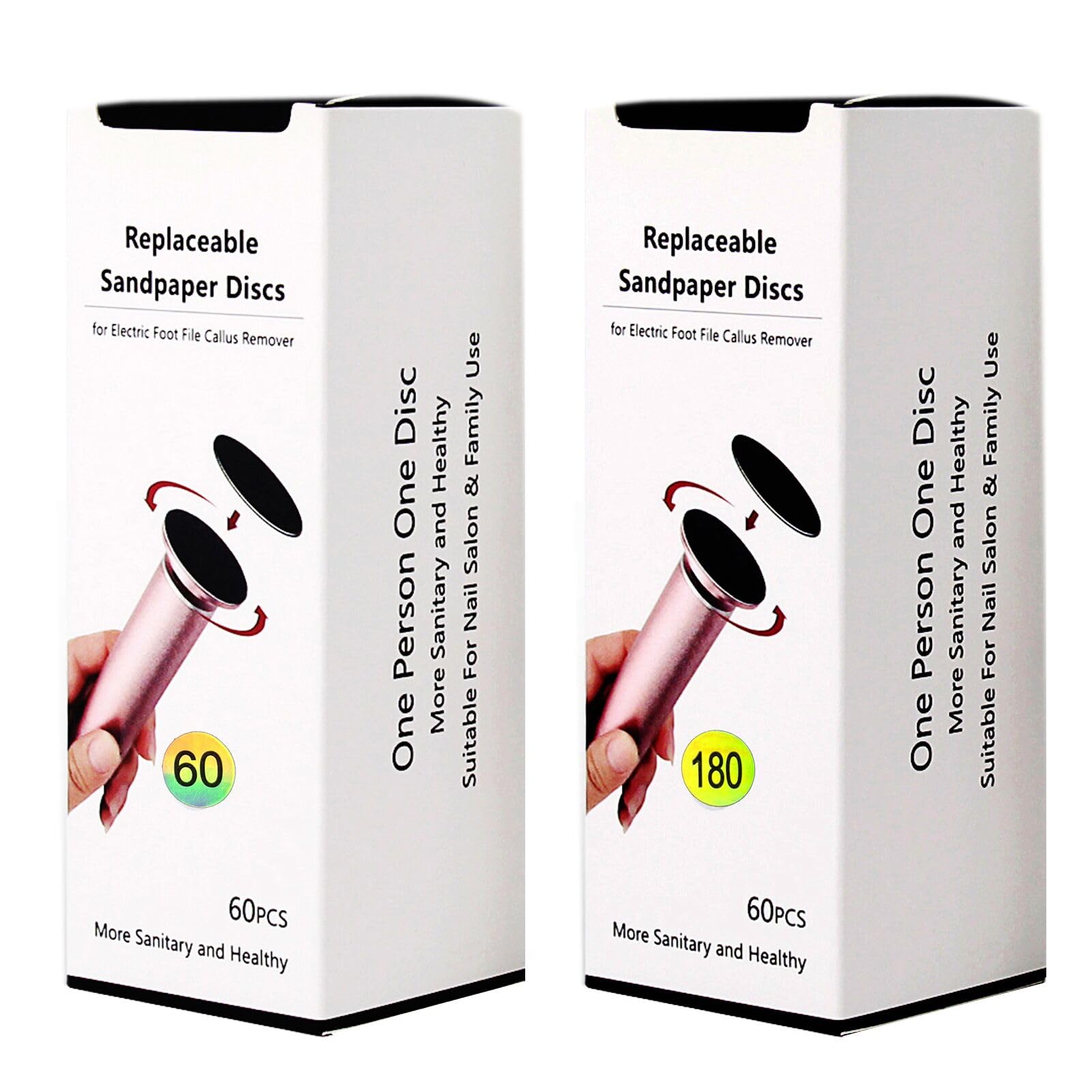 2 Box (120pcs) Foot File Replacement Pads Sandpaper Discs for Electric Hard Skin Callus Remover, Coarse 60 Grit+Fine180 Grit