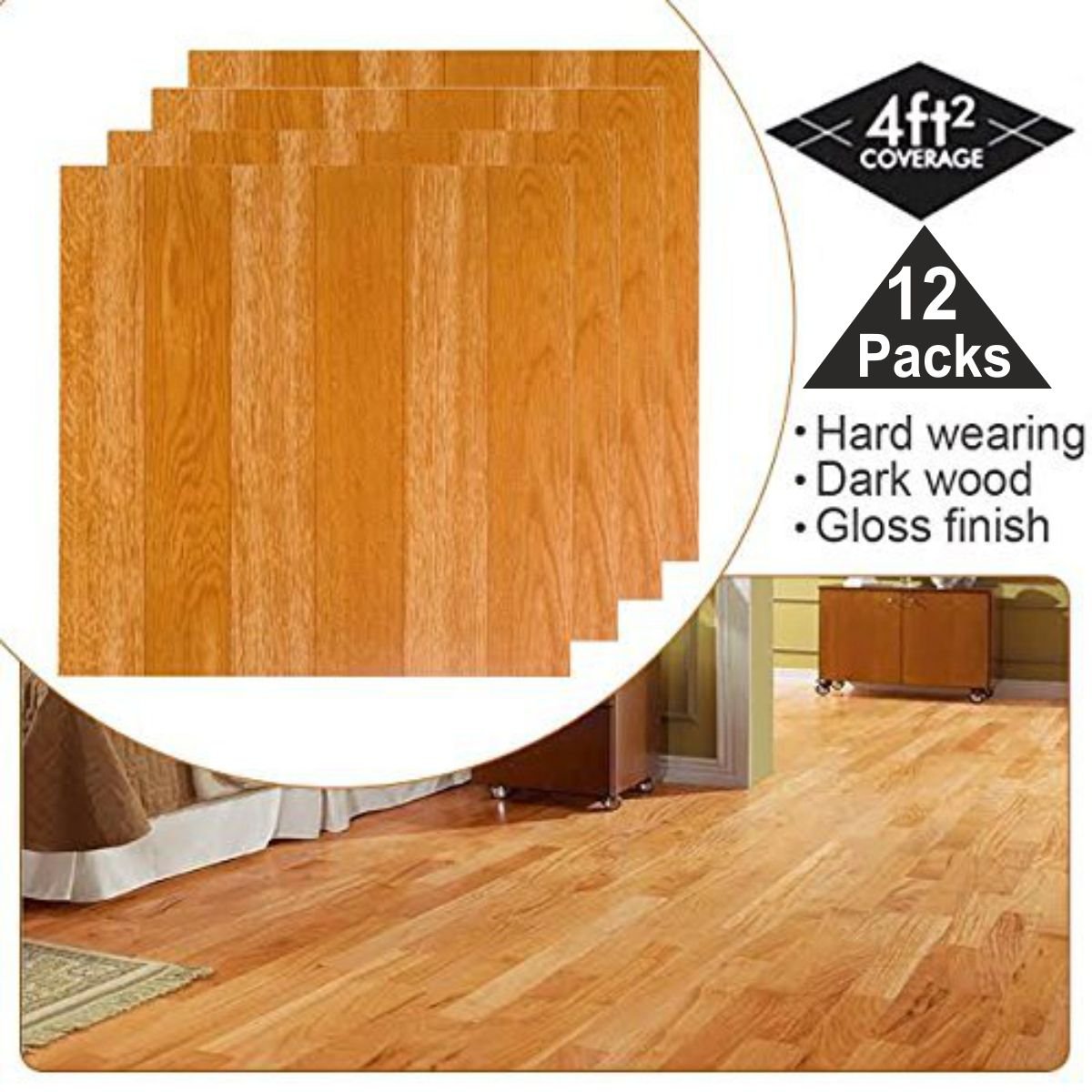 Pvc Residue Free Long Lasting Tiles Self Adhesive Kitchen Bathroom Sticky Wood Effect Pack Of 12