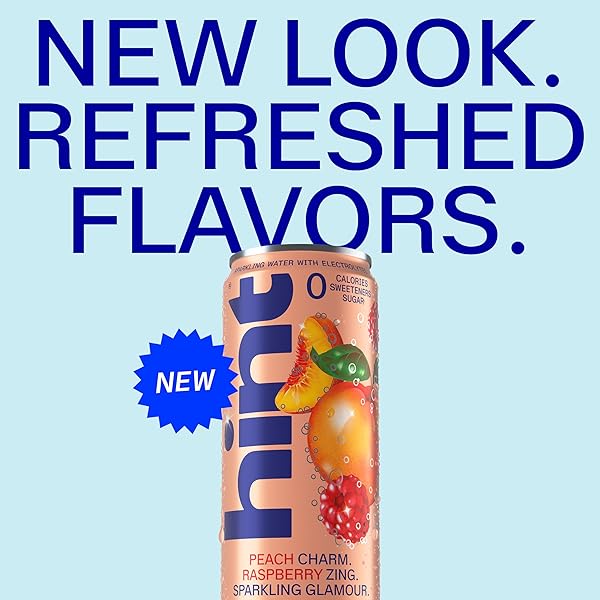 HINT SPARKLING WATER, PEACH RASPBERRY – CANNED FLAVORED WATER BEVERAGES WITH ELECTROLYTES, ZERO CALORIES, AND SUGAR FREE – 12 FL OZ CANS (PACK OF 12)