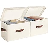 StorageWorks Closet Storage Bin with Lids, Decorative Storage Boxes with Handles, Fabric Storage Bins for Clothes, Large, Ivo