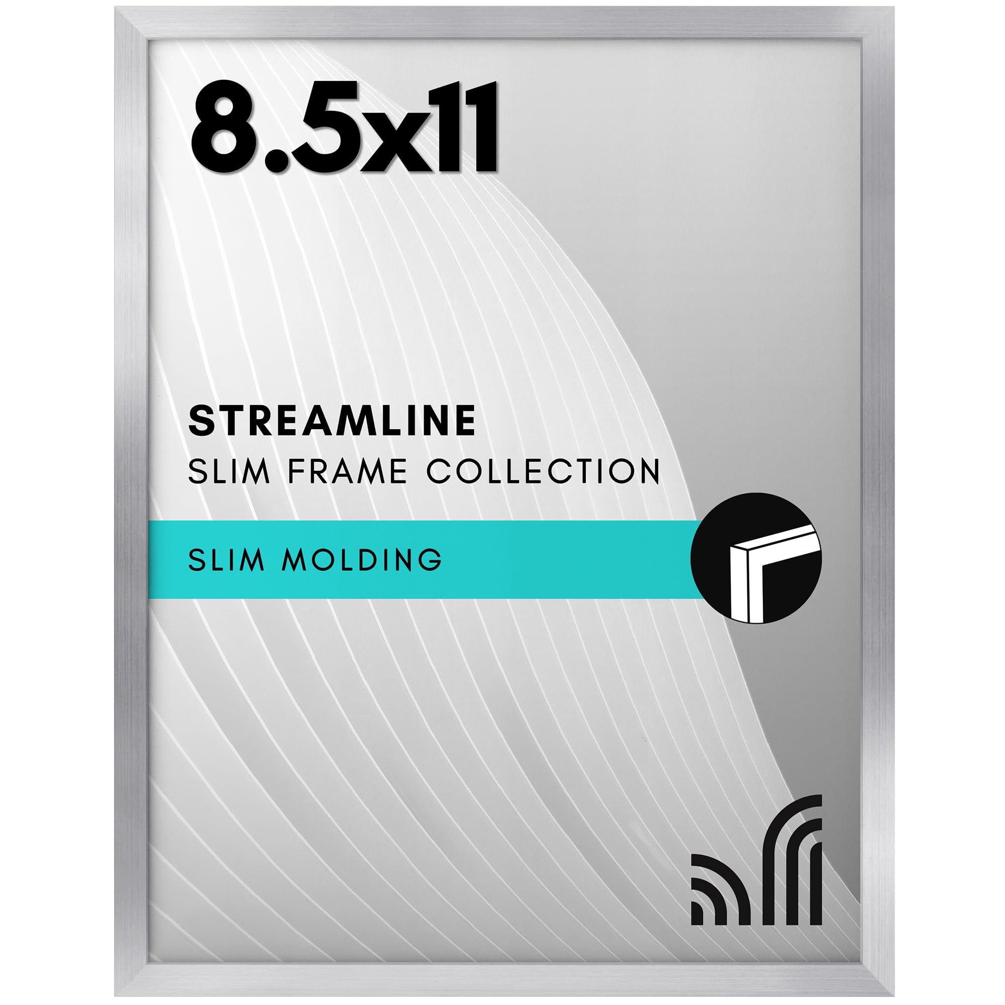 Photo 1 of Americanflat 8.5x11 Picture Frame with Shatter-Resistant Glass - Streamline Collection - Thin Border Photo Frame for Tabletop and Wall Display - Hanging Hardware and Easel Stand Included - Silver