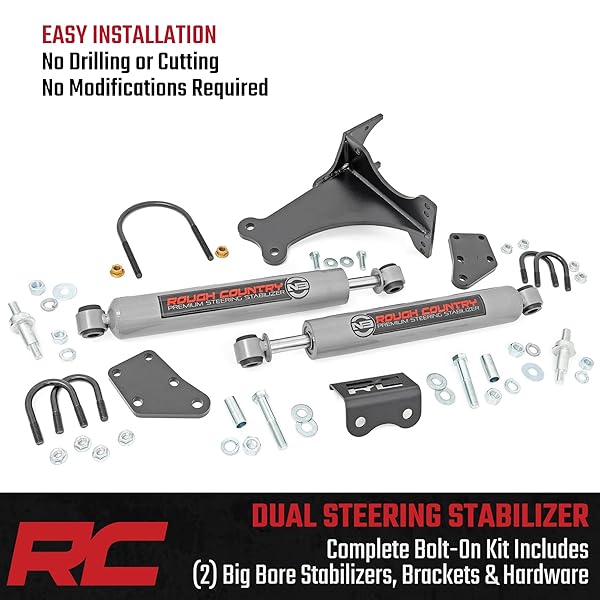 ROUGH COUNTRY N3 DUAL STEERING STABILIZER FOR 05-24 FORD SUPER DUTY – 8749130