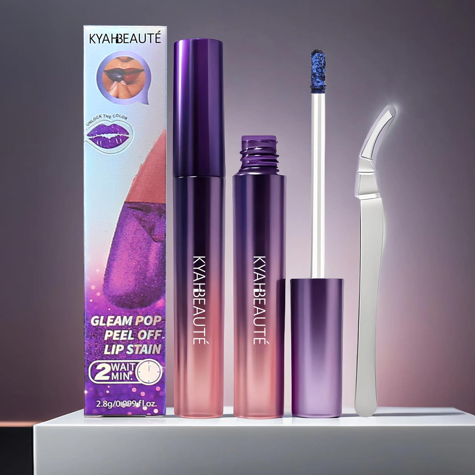 TihSwee Peel Off Lip Stain Masque - Long Lasting 12H Waterproof, Vegan Cruelty-Free, Metallic Shine Hydrating Lip Gloss for Women, Suitable for Wedding/Dates/All-Day Wear (Bare Flick)