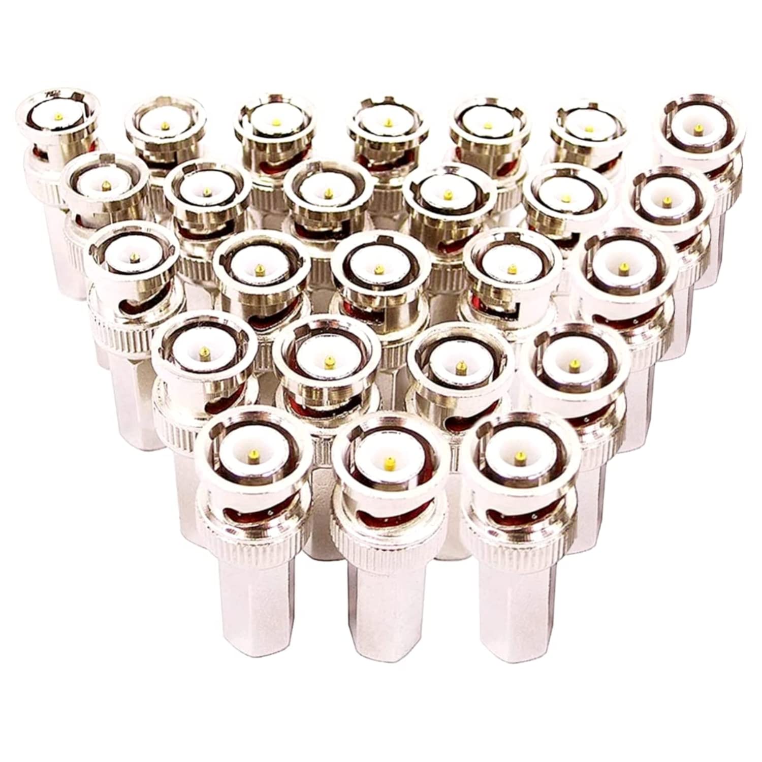 CTXSumTec 25PCS BNC Male Twist-on RG59 Coaxial Connectors, 75 Ohm for CCTV Surveillance Systems, HD-AHD/TVI/SDI Cameras, No Crimping Tools Required, Cable Adapter for CCTV IP Camera Security System