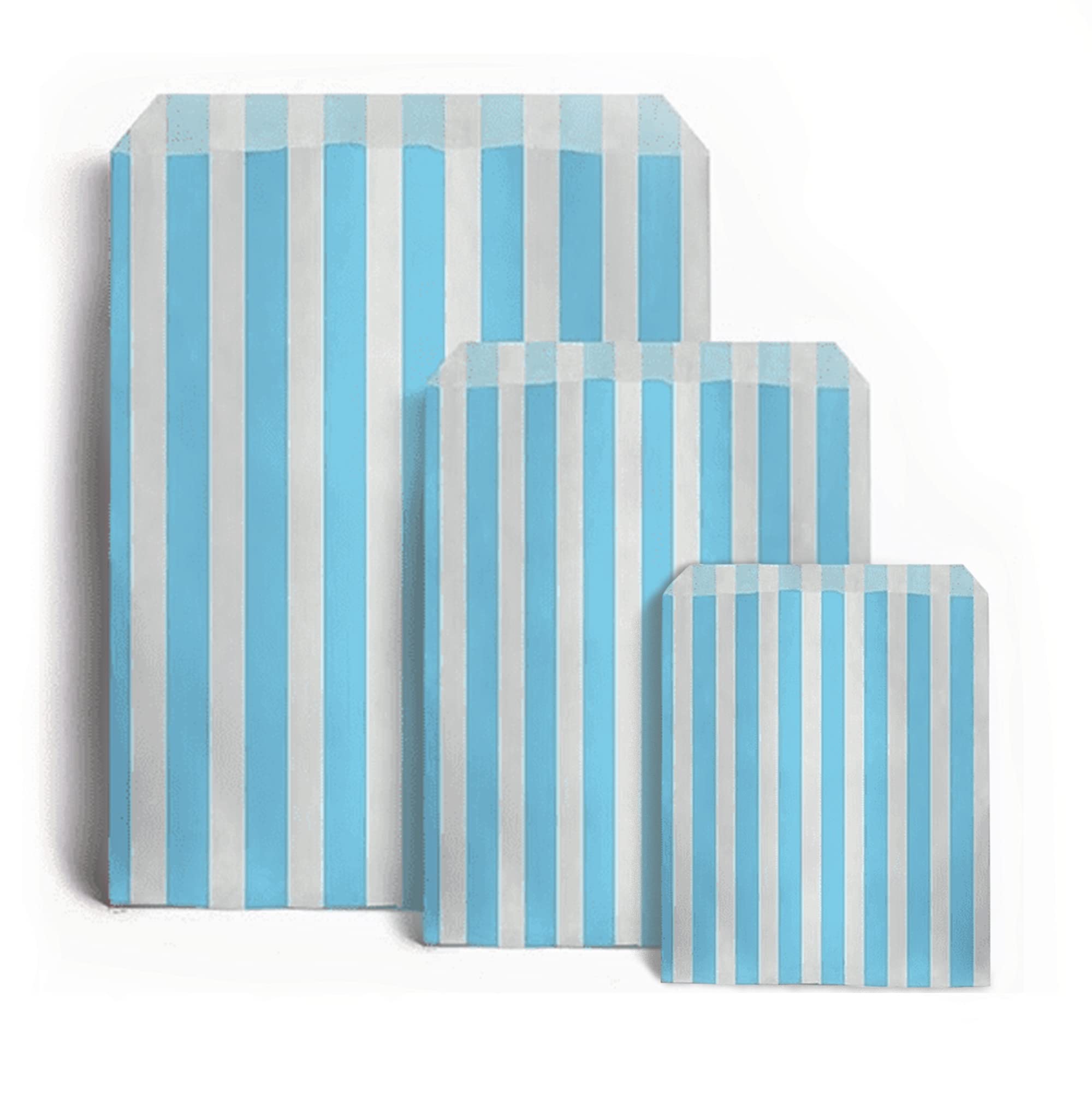 Sabco - 200 Blue Sweet Candy Striped Paper Bags 5 x 7" for Confectionary Party Favour Pick n Mix Wedding Sweets Gift Bag (200, 5 x 7")
